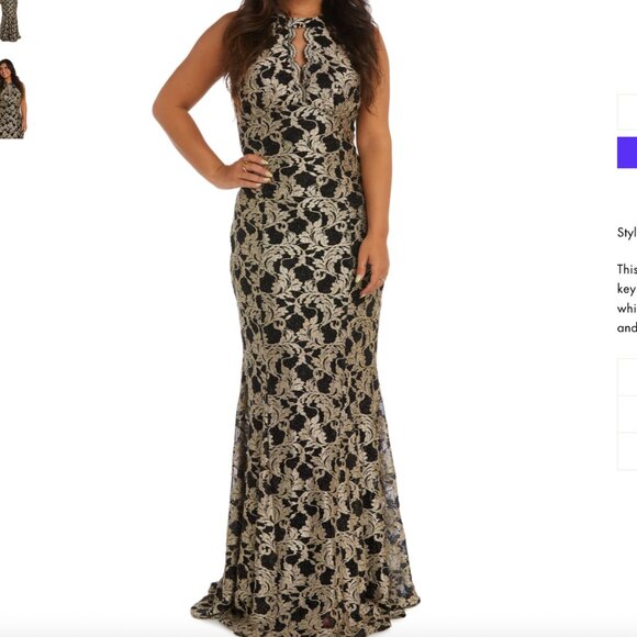 Gold lace high-neck halter mermaid maxi gown - Picture 5 of 9